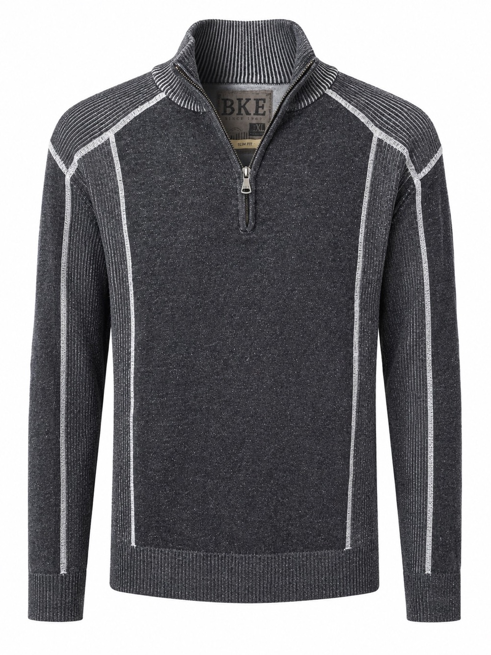 BKE Slim Fit Quarter Zip Pullover Sweater Charcoal Gray XL